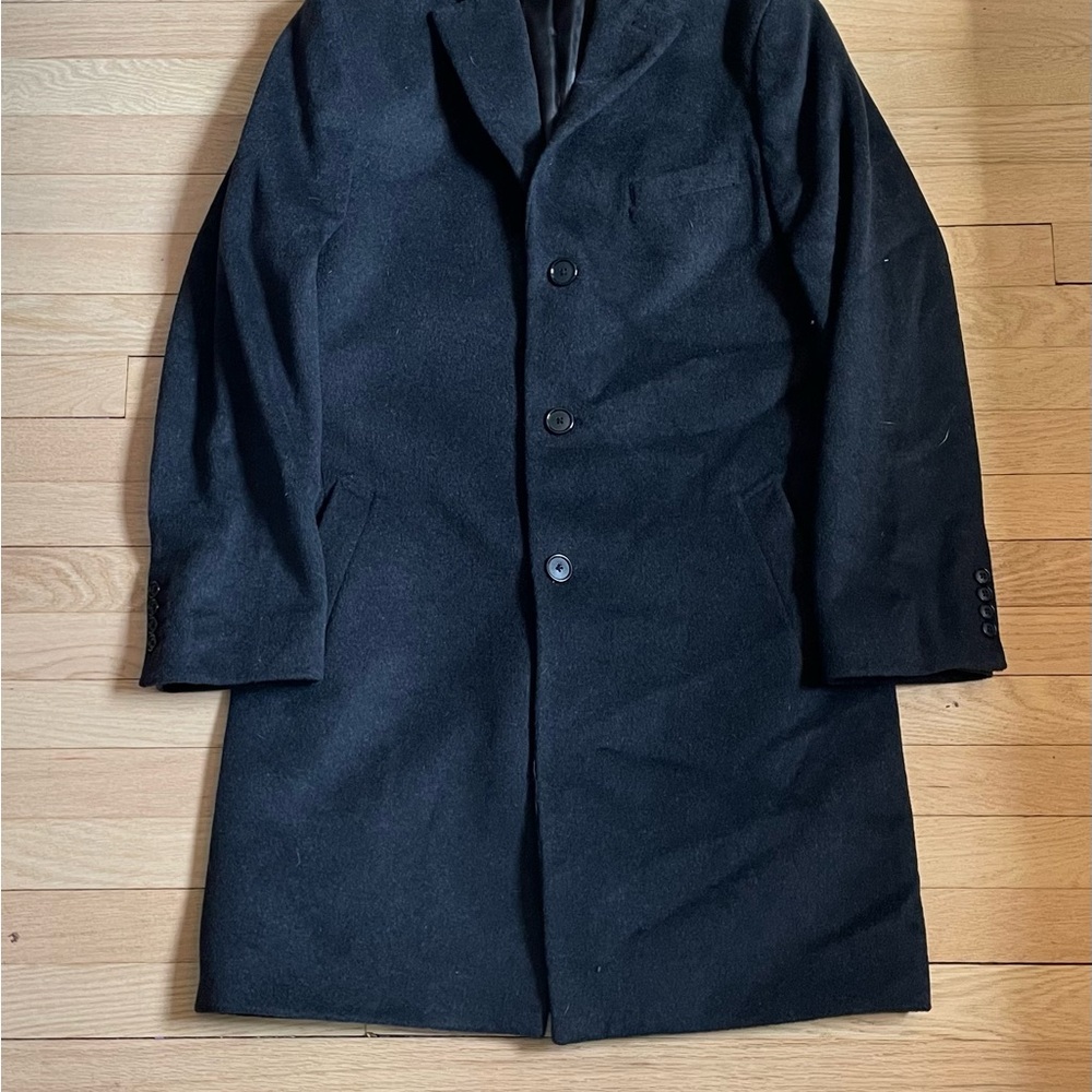 Stafford Black Trench Coat Wool Blend Knee-Length